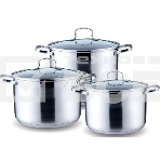 Набор посуды KELLI KL-4217 6 пред. (Кастрюля с жаропрочной стекл. крышкой 5 л. Кастрюля с жаропрочной стекл. крышкой 6.6 л. Кастрюля с жаропрочной стекл. крышкой 8 л. Высококачественная нерж. сталь 18/10. 5-ти слойное капсульное дно.), фото2