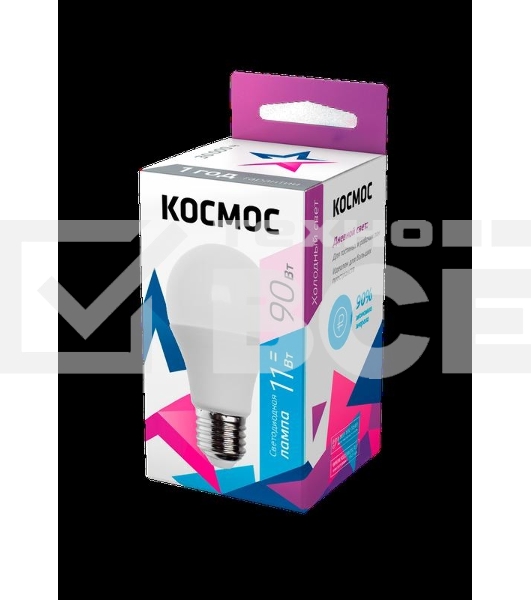Лампа светодиодная A60 11Вт 6500К E27 220В КОСМОС LkecLED11wA60E2765