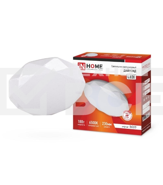 Светильник светодиодный DECO ДАЙМОНД 18Вт 230В 6500К 1170лм 230мм IN HOME 4690612033655