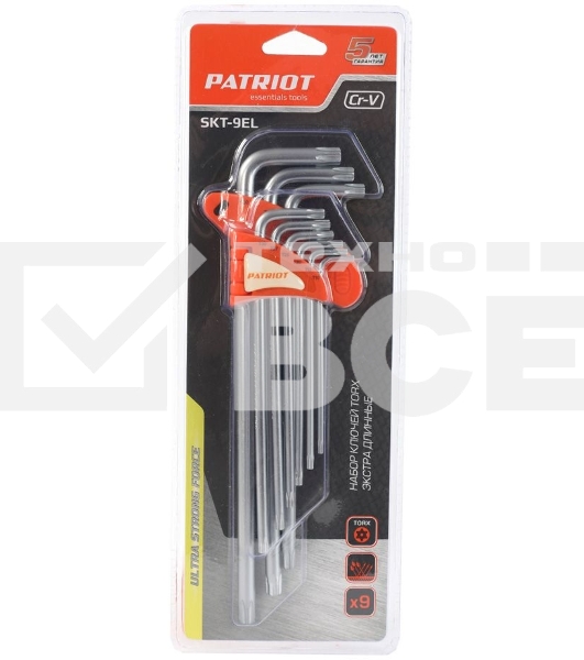 Набор ключей PATRIOT SKТ-9EL, TORX, экстра длинные, T10-T50, CRV, 9 шт