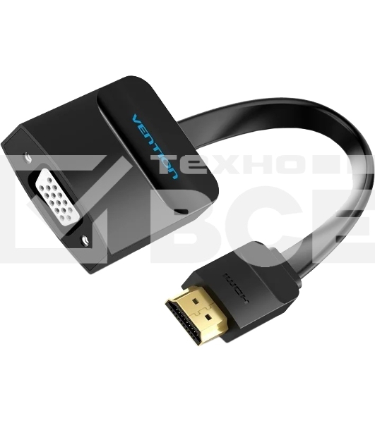 Мультимедиа конвертер Vention HDMI > VGA + аудио, гибкий, плоский