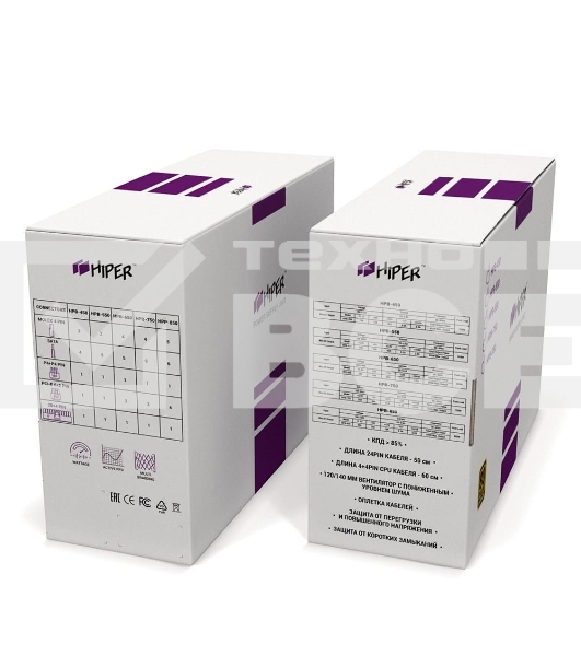 Блок питания HIPER HPB-600, 600Вт, 80 PLUS Bronze, 140мм, черный