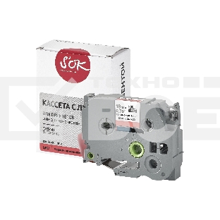 Кассета с лентой S'OK by Sakura Printing TZES441 для Brother, черный на красном, 18мм/8м, наклейка