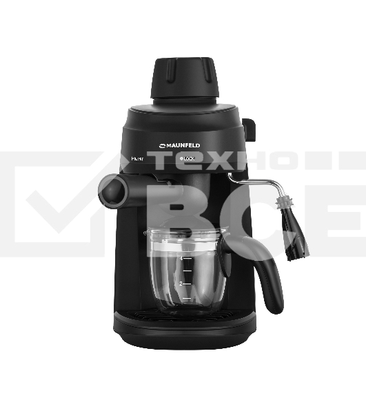 Кофемашина рожковая Maunfeld MF-733BK чёрный, исп. кофе - молотый, 0.24 л, 870 Вт, 4 бар.