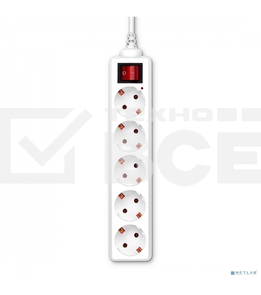Сетевой удлинитель Buro BU-PS5.5/W 5м (5 розеток) белый (пакет ПЭ)