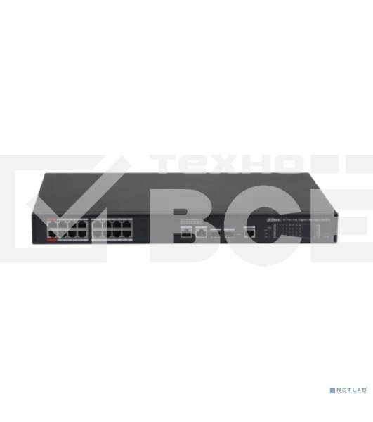 Коммутатор 20-портовый гигабитный управляемый с PoE DAHUA DH-S4220-16GT-240, уровень L2, 16xRJ45 1Gb PoE, 2xRJ45 1Gb, 2xSFP 1Gb, суммарно до 240Вт, коммутация 56 Гбит/с, MAC-таблица 8к, металл