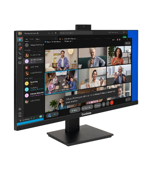 Монитор со встроенной веб-камерой и аудио выходом 27' WQHD 165Гц ExeGate SuperView EA2707A (IPS LED Grade A+, 2560x1440@165Гц (WQHD), 16:9, 250cd/m2, 1000:1, 178°/178°, 1ms, 2xHDMI2.0, DisplayPort, USB (для подключения веб-камеры) + USB (для зарядки), audio-out, FHD веб-камера 2MP, микрофон, Flicker-free, FreeSync, Low Blue Light, кабель HDMI 1.5м, VESA, регулировка наклона (tilt), черный)