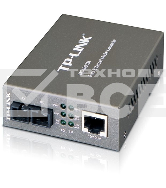 Медиаконвертер TP-Link SMB MC100CM 10/100Mbps RJ45 to 100Mbps multi-mode SC fiber Converter, Full-duplex,up to 2Km, switching power adapter, chassis mountable
