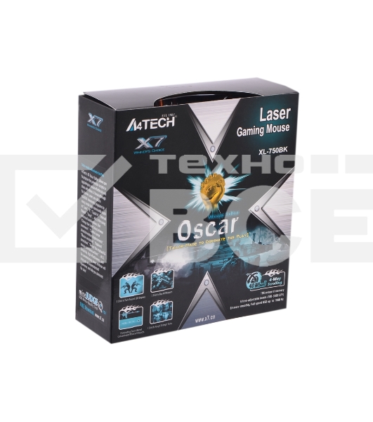 Мышь проводная A4Tech XL-750BK черный/красный, 3600 dpi, USB, кнопки - 7