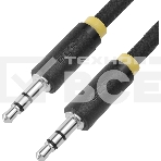 Кабель аудио Greenconnect0.5m jack 3,5mm/jack 3,5mm, нейлон, черный, желтая окантовка, ультрагибкий, 28 AWG, M/M, Premium, экран, стерео(GCR-AVC8114-0.5m), фото2