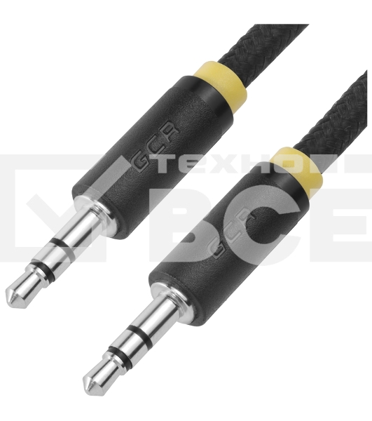 Кабель аудио Greenconnect0.5m jack 3,5mm/jack 3,5mm, нейлон, черный, желтая окантовка, ультрагибкий, 28 AWG, M/M, Premium, экран, стерео(GCR-AVC8114-0.5m)