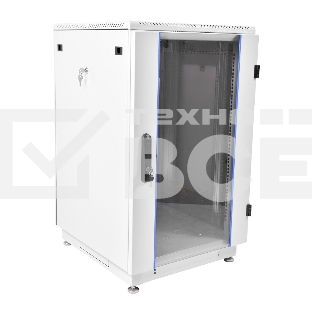 Шкаф коммутационный ЦМО ШТК-М-18.6.6-1ААА-9005 18U 600x600мм пер.дв.стекл задн.дв.стал.лист 2 бок.пан. направл.под закл.гайки 270кг черный