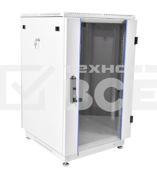Шкаф коммутационный ЦМО ШТК-М-18.6.6-1ААА-9005 18U 600x600мм пер.дв.стекл задн.дв.стал.лист 2 бок.пан. направл.под закл.гайки 270кг черный