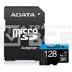 Флеш карта Micro SecureDigital 128Gb ADATA AUSDX128GUICL10A1-RA1 {MicroSDXC Class 10 UHS-I, SD adapter}, фото4