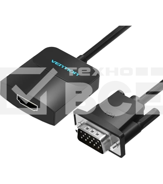Мультимедиа конвертер Vention VGA + аудио > HDMI, гибкий, черный