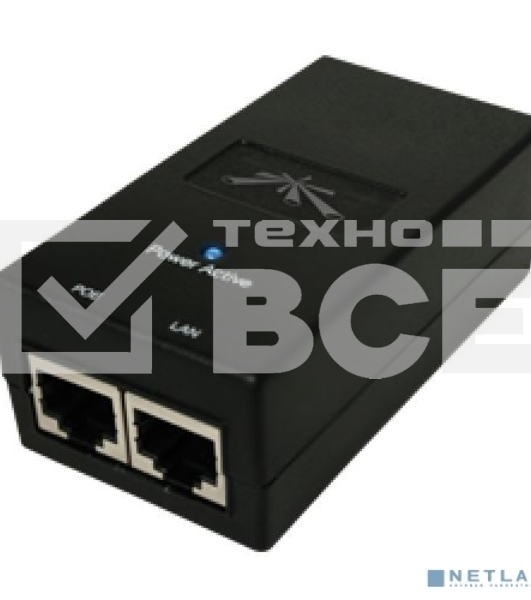 Сетевое оборудование UBIQUITI POE-24-12W(EU) блок питания с PoE, 220 VAC -> 12VDC, 0,5A - для абонентов
