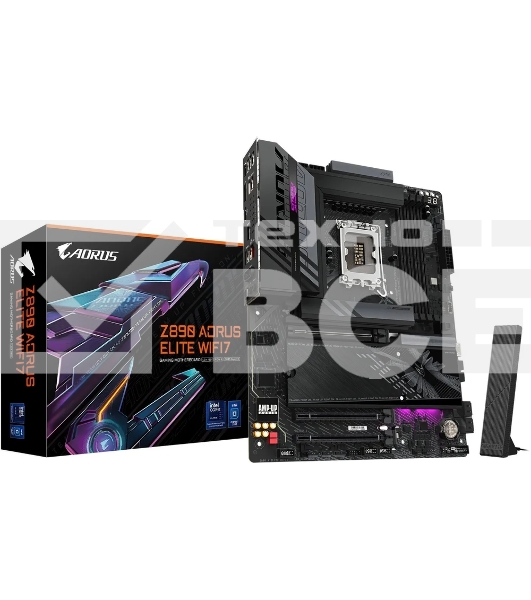 Материнская плата Gigabyte Z890 AORUS ELITE, LGA 1851, Intel Z890, 4xDDR5, 4xSATA, 4xM.2, 1xPCI-E 5.0 x16, 2xPCI-E 4.0 x4, 1xDP, 1xUSB-C (видео), 1x 2.5Gb LAN, 4xUSB-A 2.0, 3xUSB-A 3.2 Gen 1, 2xUSB-A 3.2 Gen 2, 1xThunderbolt 4, 2x3.5 мм, TOSLINK (S/PDIF),