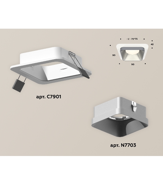 Комплект встраиваемого светильника Ambrella light XC7901003 SWH/SSL белый песок/серебро песок MR16 GU5.3 (C7901, N7703)