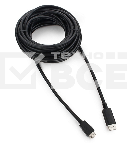 Кабель CablexpertDisplayPort->HDMI, 10м, 20M/19M, черный, экран, пакет