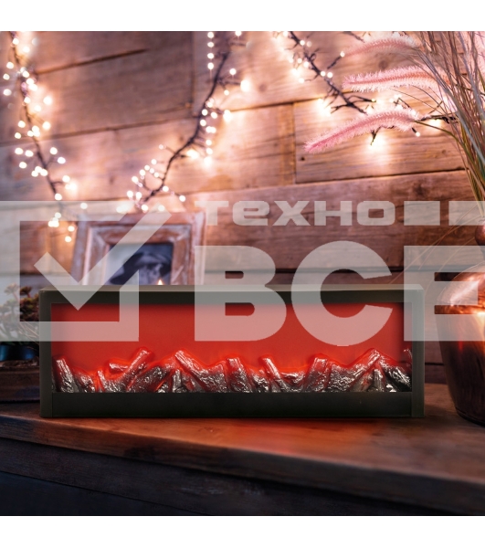 Светодиодный камин 'Хайтек' с эффектом живого огня 60х10х20 см, батарейки 3хС (не в комплекте) или от USB (в комплекте)