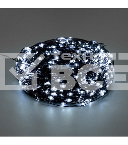 Гирлянда Роса с контроллером 20м, 200LED, IP20, 230В, зеленый провод, белое свечение 