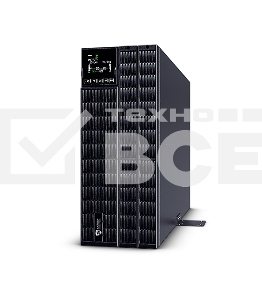 Источник бесперебойного питания UPS Сайбер Электро ЭКСПЕРТ-II-6000Р Онлайн, Стойка/Напольный 6000ВА/6000Вт. USB/RS-232/SNMP Slot/EPO/Relay/ByPass (4 IEC С13);(4) C19; Клеммная колодка (1) (12В/7А·ч. х 16) 4U