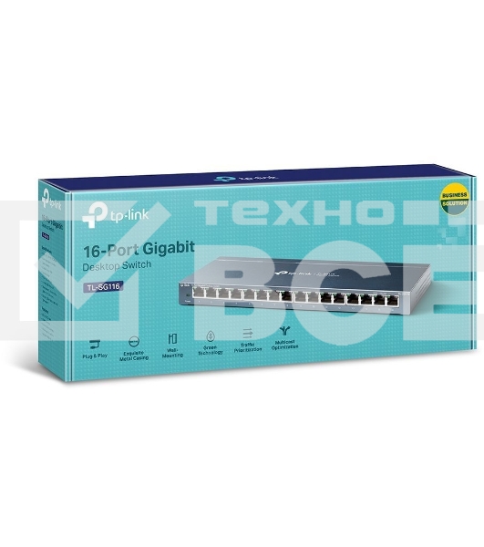 Коммутатор TP-LINK TL-SG116 16-портовый гигабитный настольный коммутатор