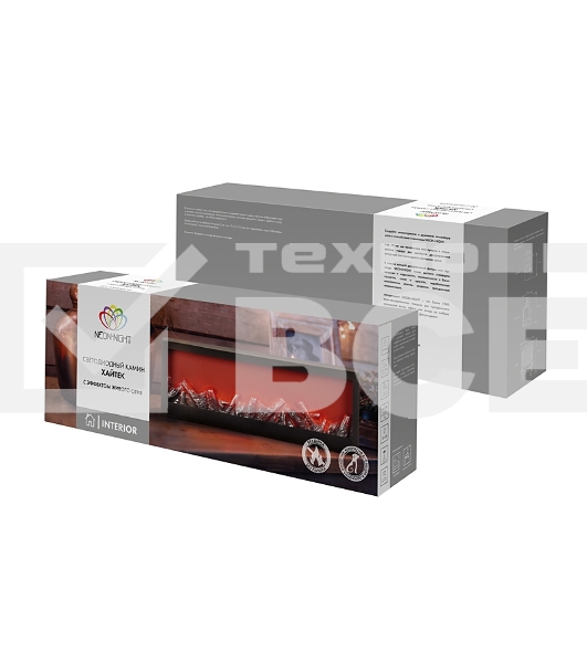 Светодиодный камин 'Хайтек' с эффектом живого огня 60х10х20 см, батарейки 3хС (не в комплекте) или от USB (в комплекте)