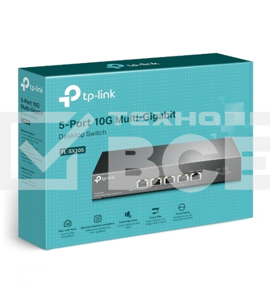 Коммутатор TP-Link 5-port Desktop 10G Unmanaged Switch, 5 100/1G/2.5G/5G/10G RJ-45 ports, Fanless design
