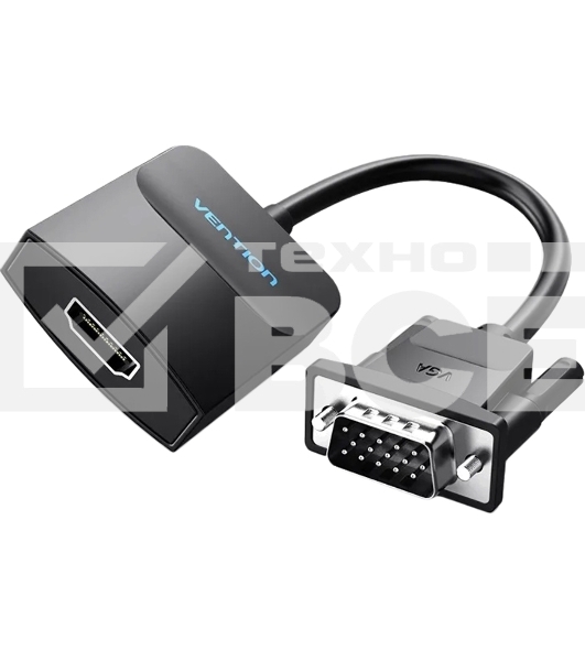 Мультимедиа конвертер Vention VGA + аудио > HDMI, гибкий, черный