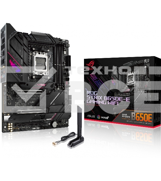 Материнская плата ASUS ROG STRIX B650E-E GAMING WIFI, AM5, AMD B650, 4xDDR5, 4xSATA, 4xM.2, 1xPCI-E 4.0 x4, 1xPCI-E 5.0 x8, 1xPCI-E 5.0 x16, 1xDP, 1xHDMI, 1x 2.5Gb LAN, 4xUSB-A 3.2 Gen 2, 6xUSB-A 3.2 Gen 2, 1xUSB-C 3.2 Gen 2, 1xUSB-C 3.2 Gen 2x2, 5x3.5 мм
