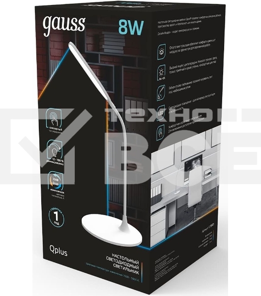 Светильник Gauss GT5021 настольный на подставке белый 8Вт