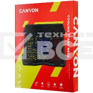 Охлаждающая подставка для ноутбука  CANYON Cooling stand single fan with 2x2.0 USB hub, support up to 10”-15.6” laptop, ABS plastic and iron, Fans dimension:125*125*15mm(1pc), DC 5V, fan speed: 800-1000RPM, size:340*265*30mm, 406g
