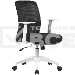 Кресло компьютерное Cactus CS-WMC333-BK черный, сиденье черный, сетка/ткань, низк.спин. крестов. пластик, пластик белый, фото6