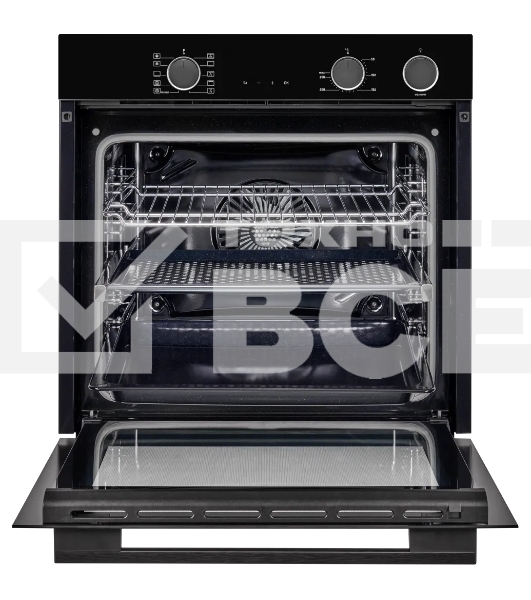 Электрический духовой шкаф Kuppersberg KSO 610 B 60 см, 80 л, High-Tech, 10 режимов, ПАР, Soft Close, телескопические направляющие, черный цвет