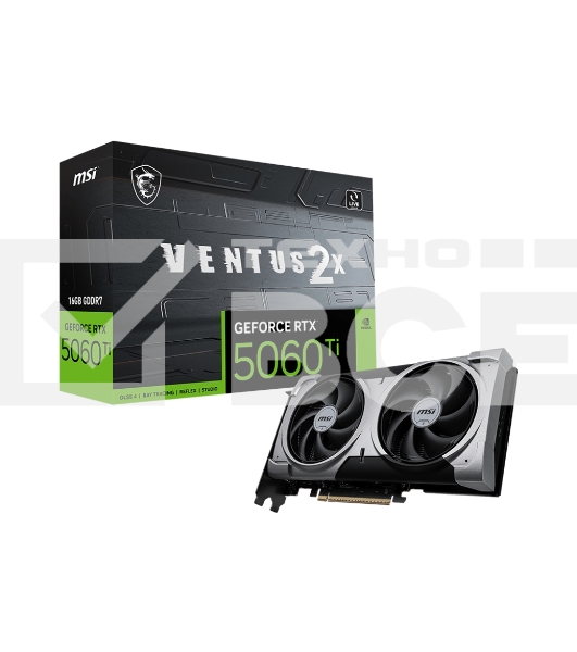 Видеокарта MSI PCI-E 5.0 RTX 5060 Ti 16G VENTUS 2X OC PLUS NVIDIA GeForce RTX 5060TI 16Gb 128bit GDDR7 2617/28000 HDMIx1 DPx3 HDCP Ret