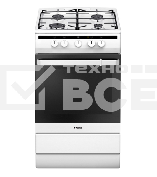 Плита газовая Hansa FCGW51003 белый, конфорок 4 шт, духовка 56 л, 50 см x 85 см x 60 см