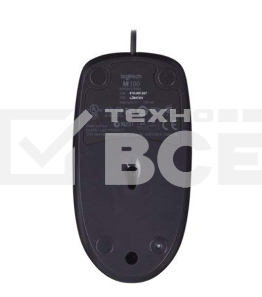 Мышь проводная Logitech M100/100R DARK/GREY (темно-серая/черная), 1000 dpi, USB, кнопки - 3