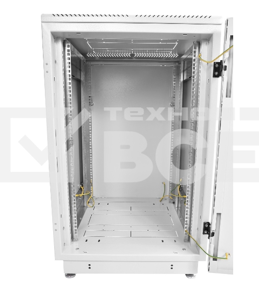 Шкаф коммутационный ЦМО ШТК-М-18.6.6-1ААА-9005 18U 600x600мм пер.дв.стекл задн.дв.стал.лист 2 бок.пан. направл.под закл.гайки 270кг черный