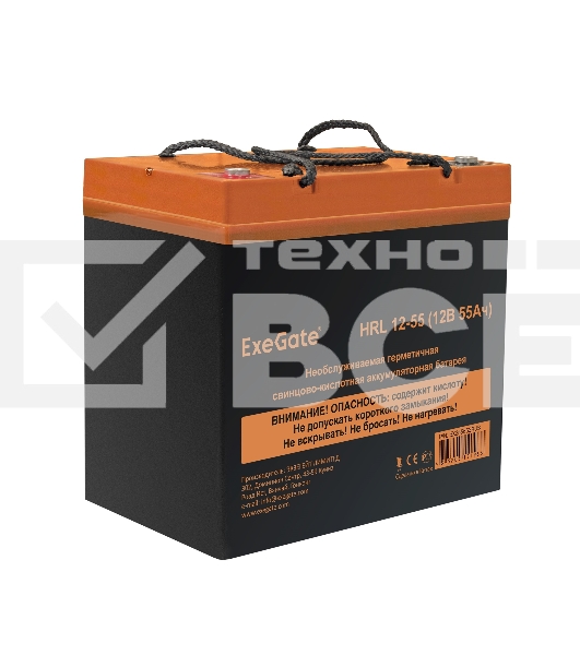 Аккумуляторная батарея ExeGate EX285652RUS HRL 12-55 (12V 55Ah, под болт М6)