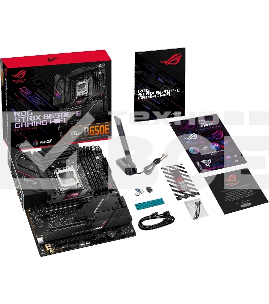 Материнская плата ASUS ROG STRIX B650E-E GAMING WIFI, AM5, AMD B650, 4xDDR5, 4xSATA, 4xM.2, 1xPCI-E 4.0 x4, 1xPCI-E 5.0 x8, 1xPCI-E 5.0 x16, 1xDP, 1xHDMI, 1x 2.5Gb LAN, 4xUSB-A 3.2 Gen 2, 6xUSB-A 3.2 Gen 2, 1xUSB-C 3.2 Gen 2, 1xUSB-C 3.2 Gen 2x2, 5x3.5 мм