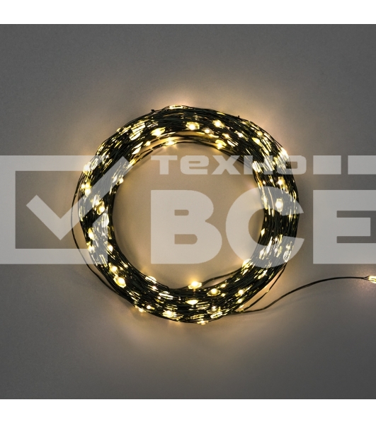 Гирлянда Роса с контроллером 20м, 200LED, IP20, 230В, зеленый провод, теплое белое свечение NEON-NIGHT