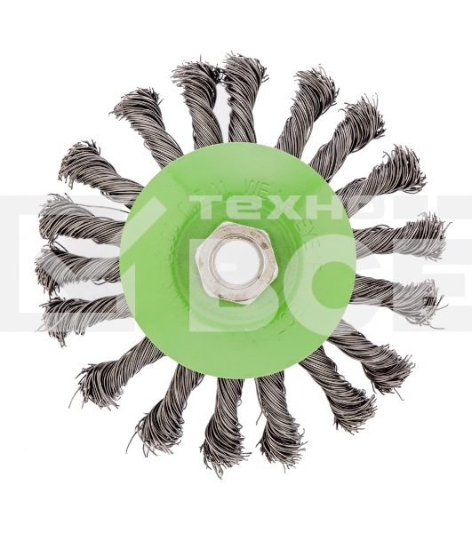 Щетка для УШМ Сибртех 115 мм, М14, Тарелка, крученая проволока 0,5 мм