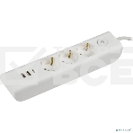 Удлинитель MODERN У03В 3 места с заземляющим контактом 2м 3х1 мм2 16А/250В USBх3 белый IEK, фото 1