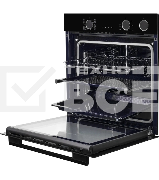 Электрический духовой шкаф Kuppersberg KSO 610 B 60 см, 80 л, High-Tech, 10 режимов, ПАР, Soft Close, телескопические направляющие, черный цвет