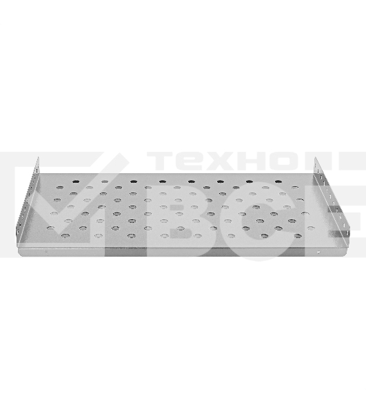 Полка стационарная 19' ExeGate ECSF-WM600-G (перфорированная, глубина 300мм, крепление 19' 1U, для настенных шкафов глубиной до 600мм, нагрузка до 50кг, цвет светло-серый RAL 7035)