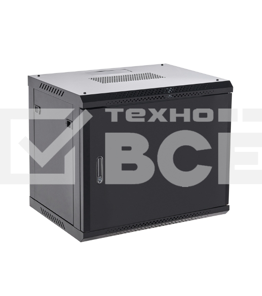 Шкаф коммутационный Rexant настенный 9U 600x600 мм пер. дв. металл черный