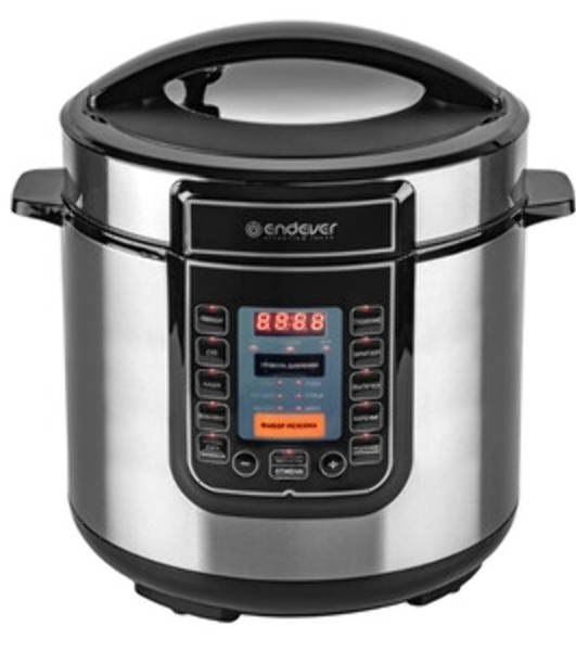 Скороварка-мультиварка электрическая Endever Vita-132, черный/стальной, мощность 1200 Вт, емкость 6л, 16 авторежимов работы, книга рецептов