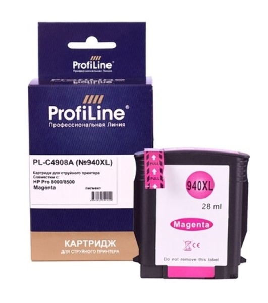 Картридж струйный ProfiLine PL-C4908A №940XL для принтеров HP Officejet Pro 8000/8500 Magenta пигмент