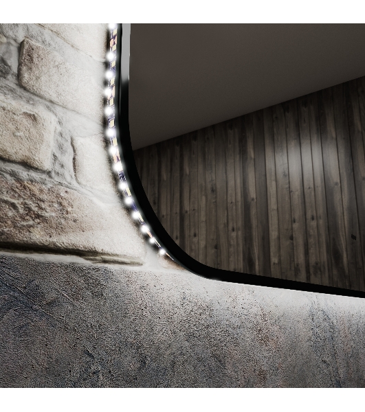 Зеркало Bau Black Rand 100х70, с LED фоновой подсветкой, бесконтактным сенсором, черной окантовкой